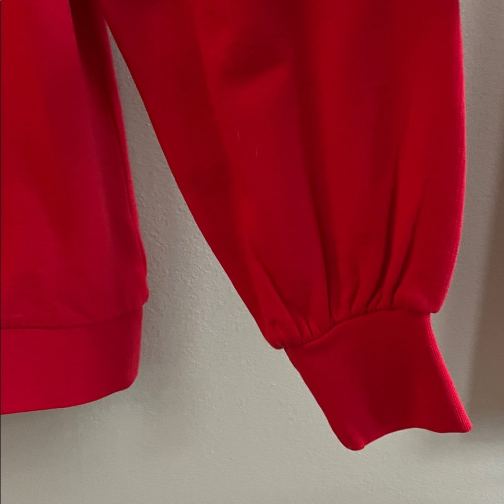 J Crew red puff sleeve dressy sweatshirt top beaded shoulder size small - Picture 4 of 15